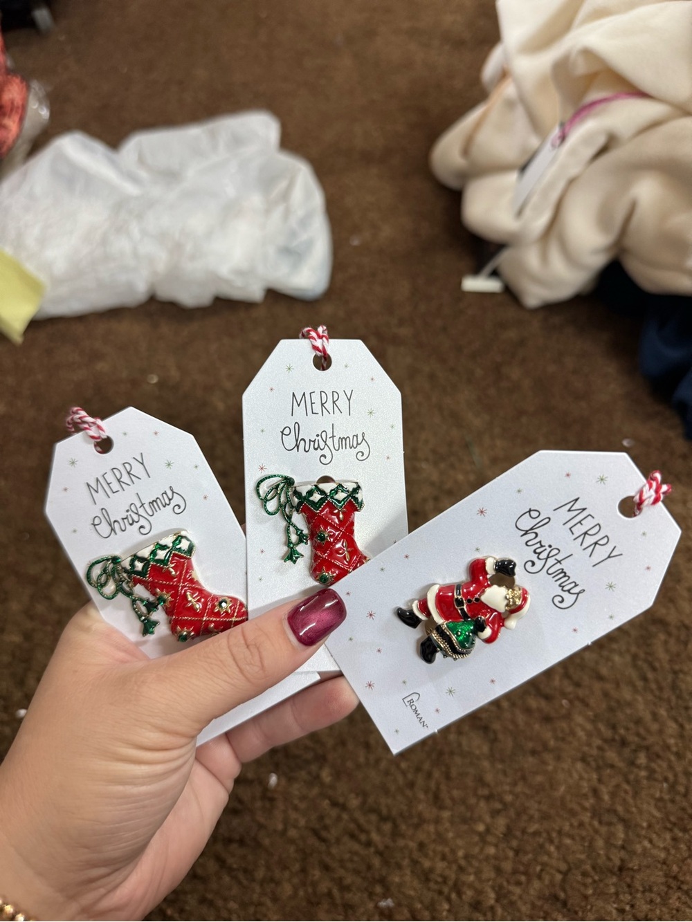 Roaman's Kids Christmas Pin Set - Red, Green, Gold